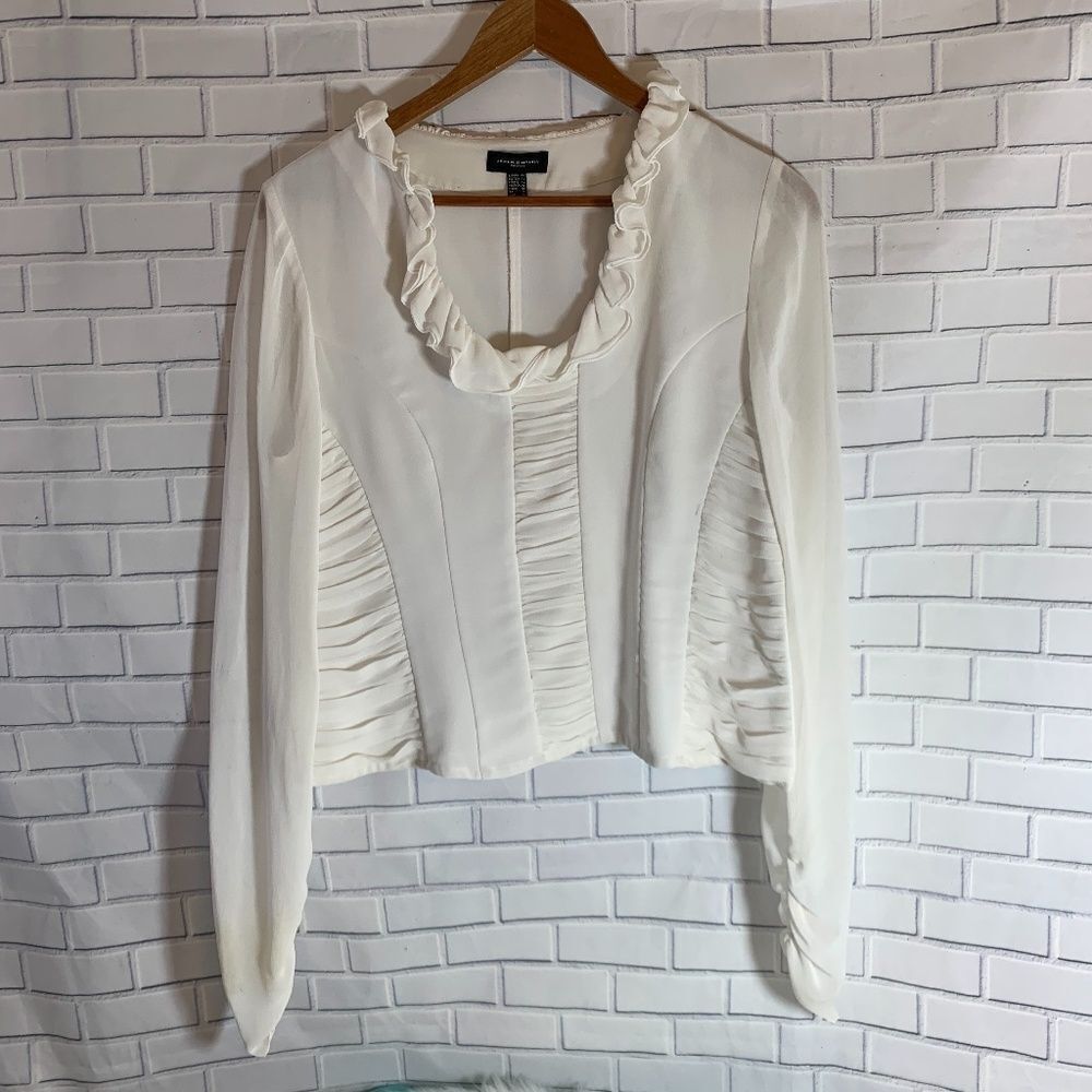 Javier Simorra Barcelona‎ White Detail Blouse Sz 10